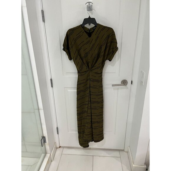 Proenza Schouler Vivienne Striped Asymmetric Dress in Green size 0 Maxi - Picture 5 of 16